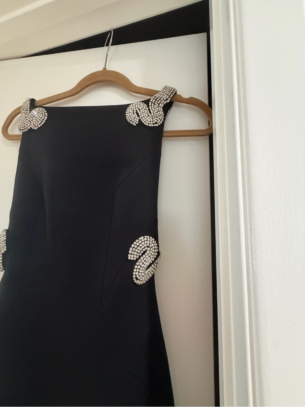 Meshki Black Prom Dress with Crystal Embellished Accents